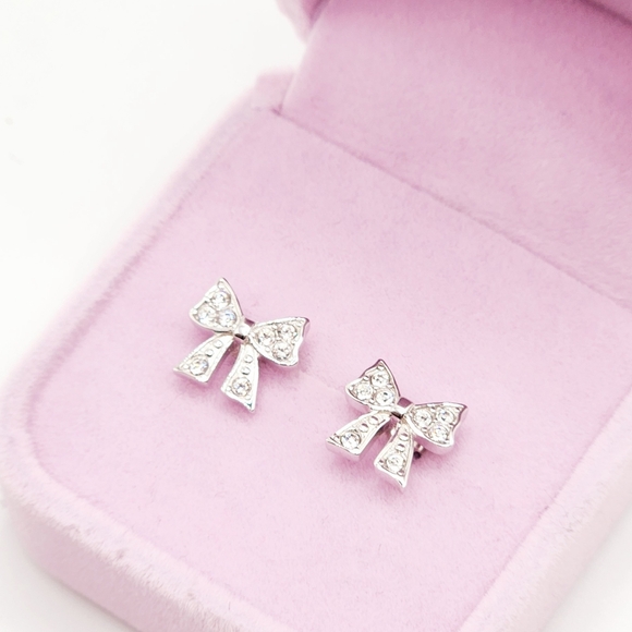 Silver Bow Earrings - Picture 3 of 5